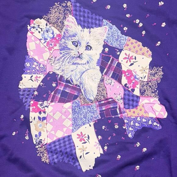 Purple  90s Kitten crewneck sweatshirt (large) - Picture 2 of 5